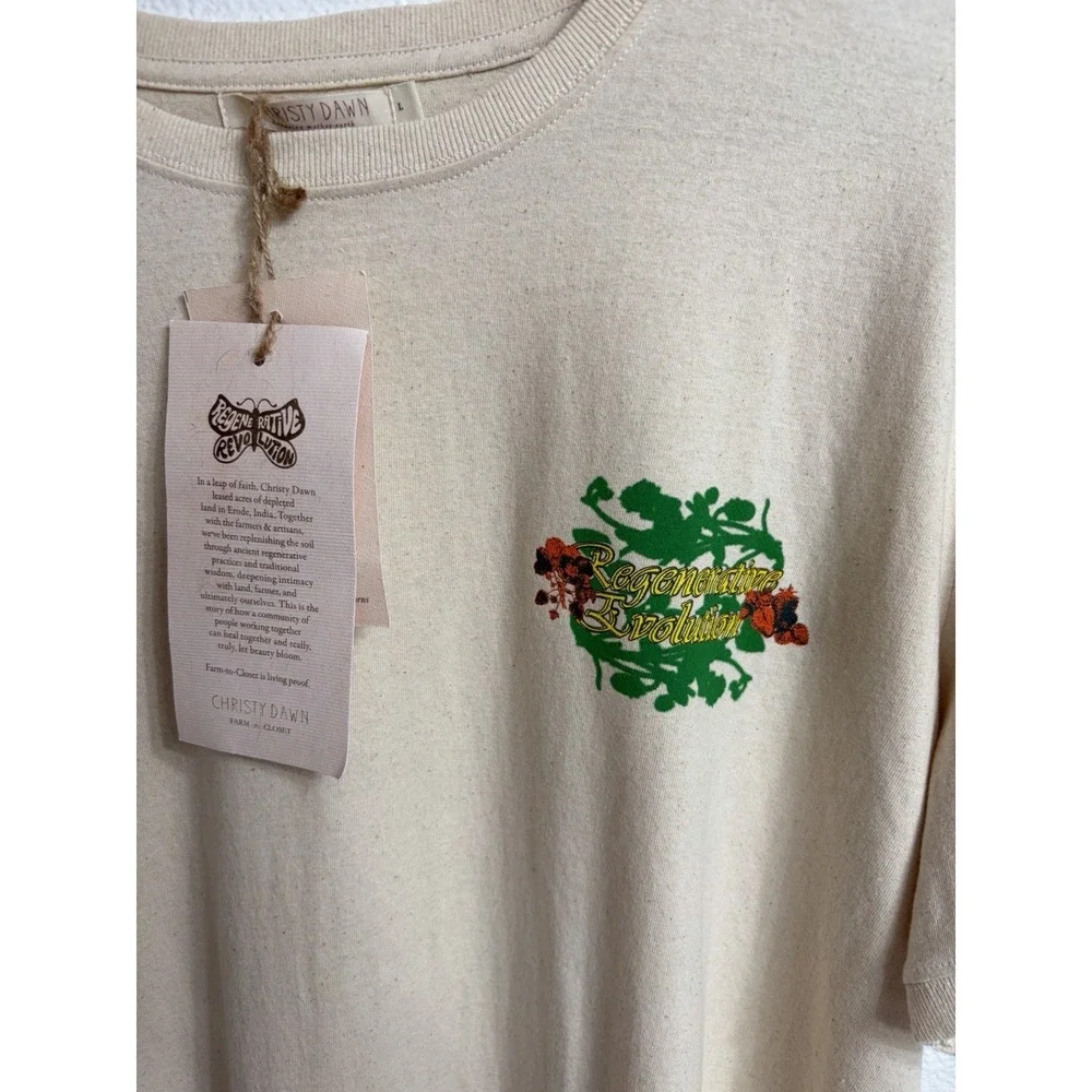Christy Dawn The Seed Short Sleeve Graphic Tee Shirt Large 100% Cotton New
